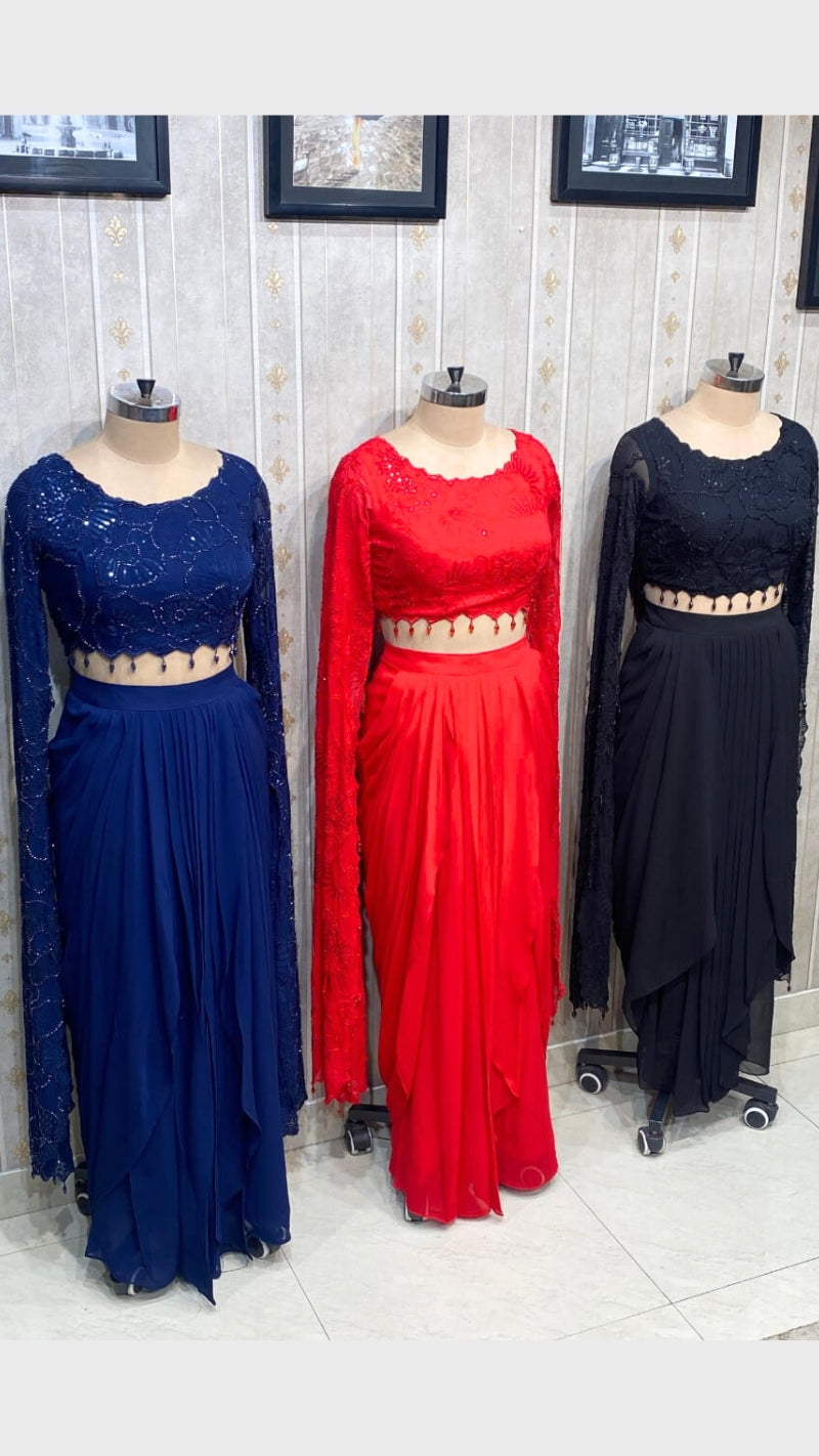 Beautiful Dress With Sequin Work & Designer Sleeves