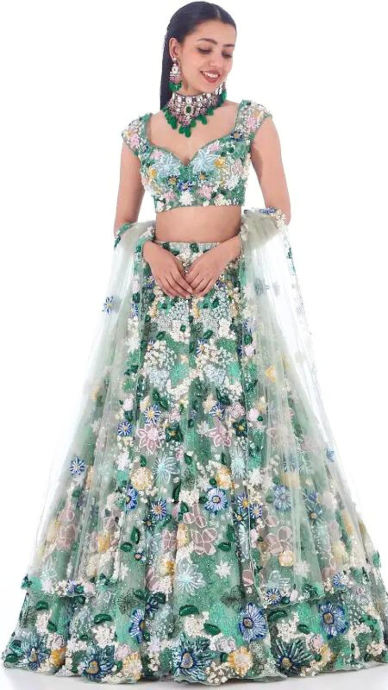 Luxurious Mint Green Lehenga