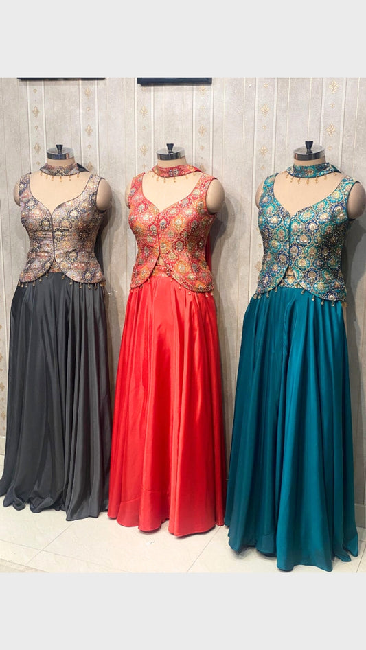 Beautiful Designer Short Shirt With Skirt & Dupatta