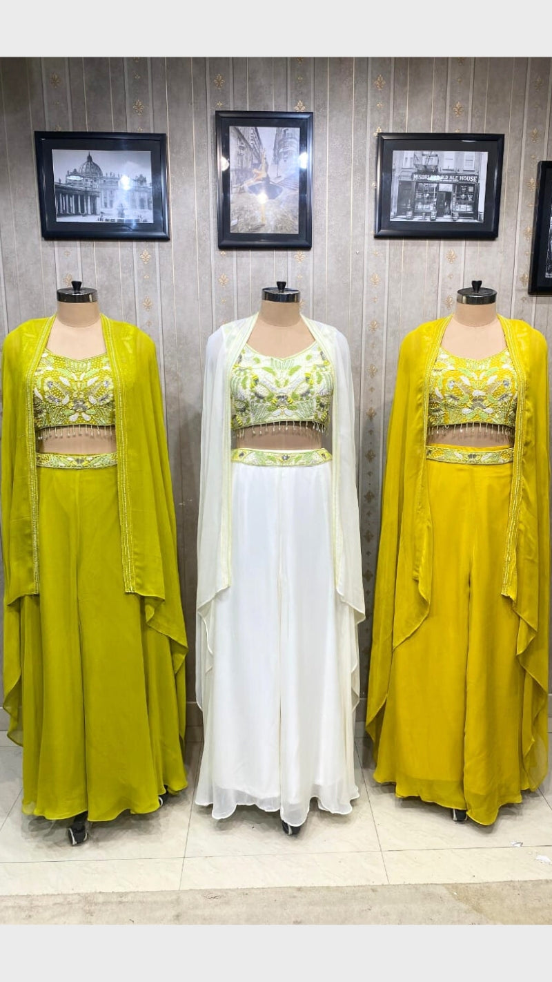 Beautiful Partywear Three Piece Dress With Cape