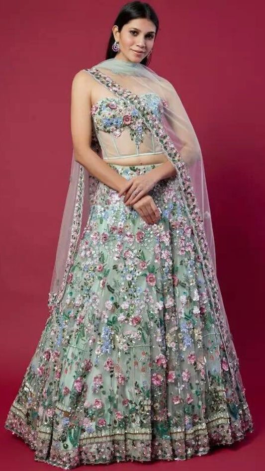 Designer Mint Green Lehenga
