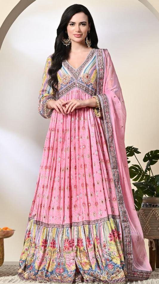 Designer Printed Anarkali Suit With Dupatta
