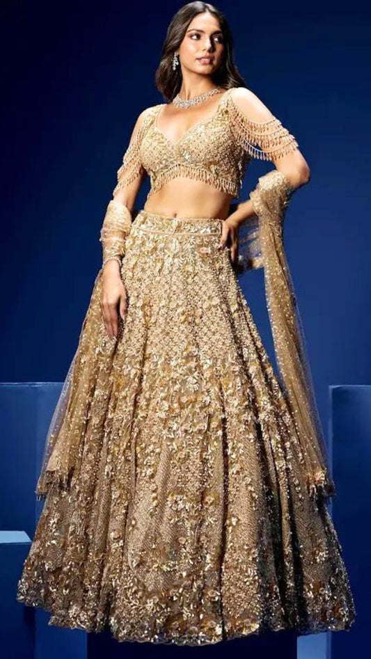 Royal Golden Embroidered Lehenga Choli