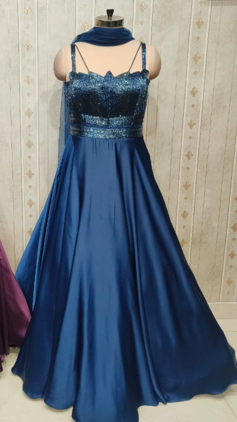 Very Classy Flowy Gown With Dupatta