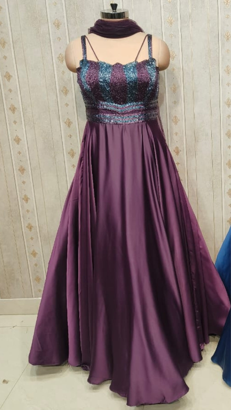 Very Classy Flowy Gown With Dupatta