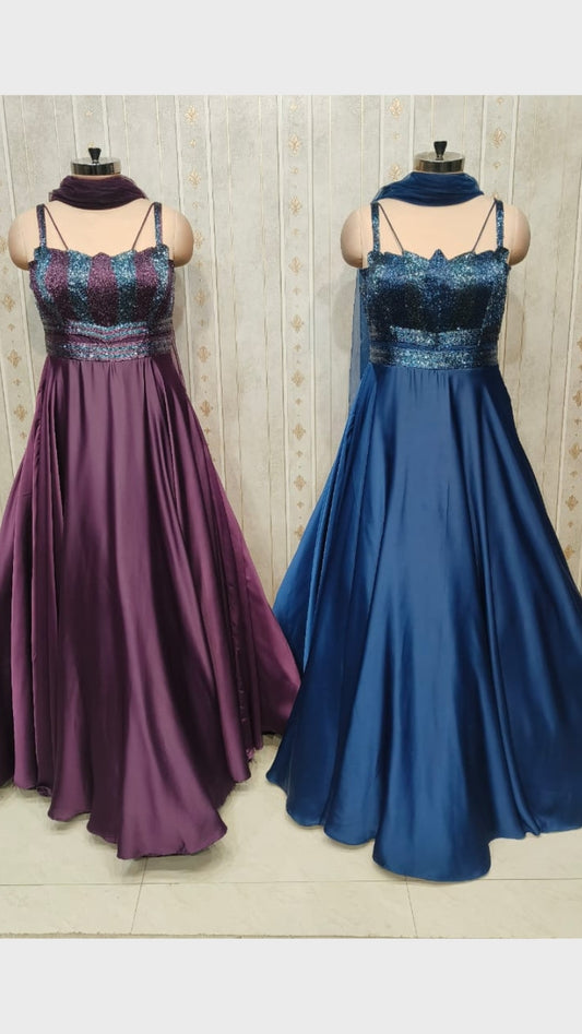 Very Classy Flowy Gown With Dupatta